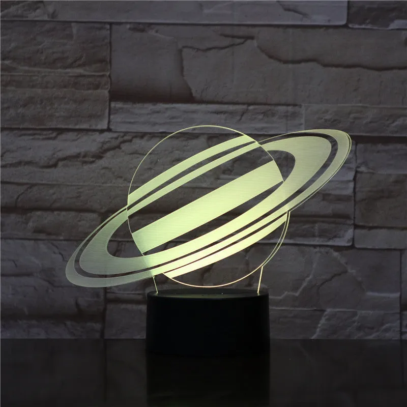 Nine planets series 3D small night light touch colour changing table lamp with black base and seven colour modes
