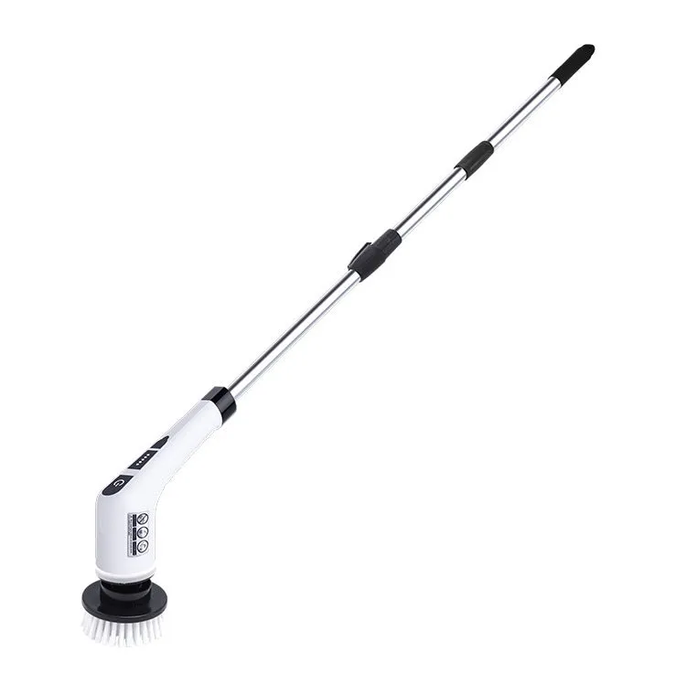Multifunctional wireless electric cleaning brush 7-in-1 in black and white with USB cable and interchangeable heads