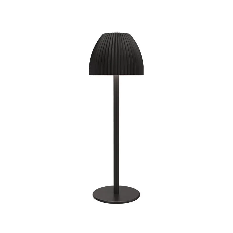 Modern dimmable night lamp with circular base in black or white colour options