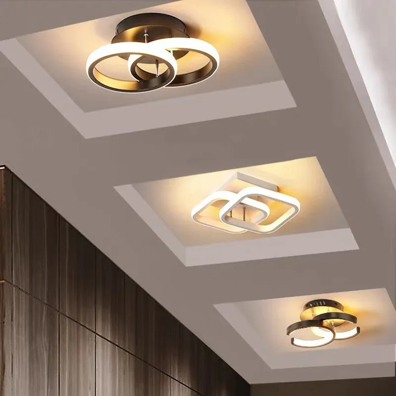 Nordic aluminium ceiling light with remote control in black colour for corridor entrance hall