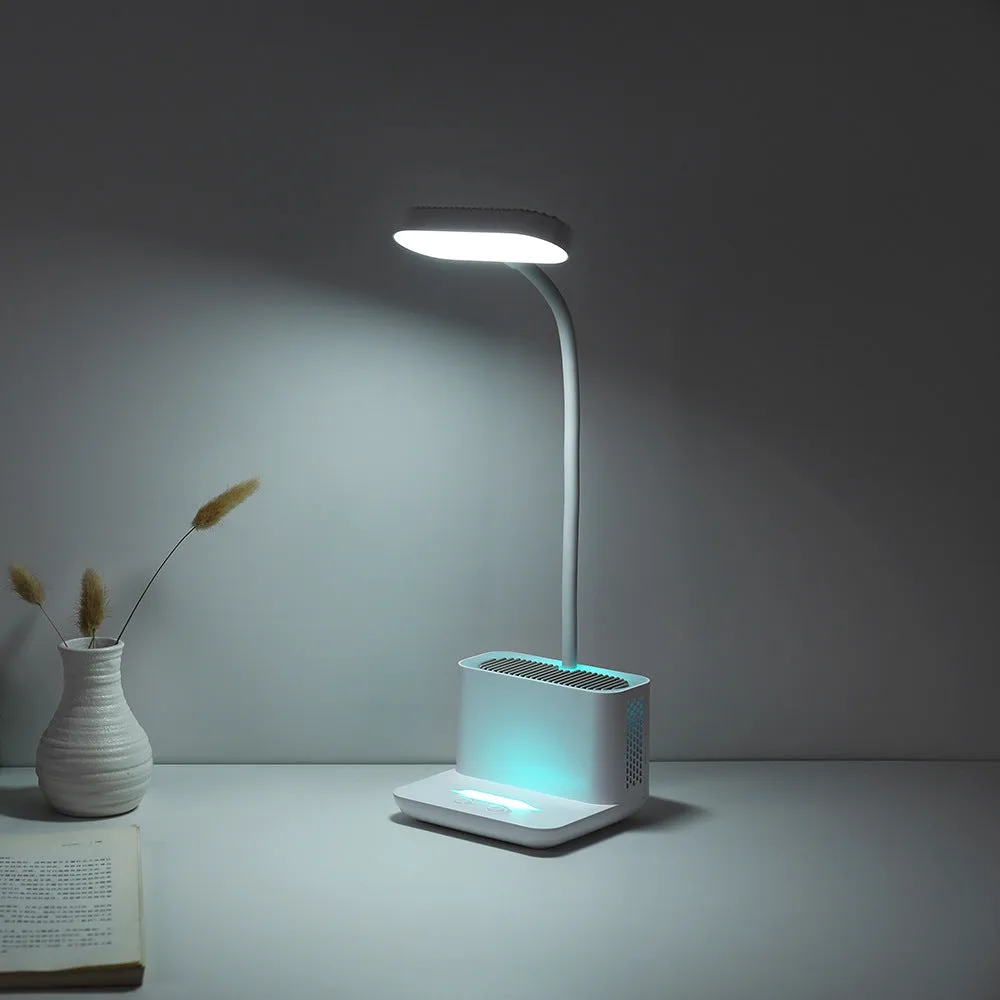 Negative ion air purifier desk lamp with LED lighting in white colour