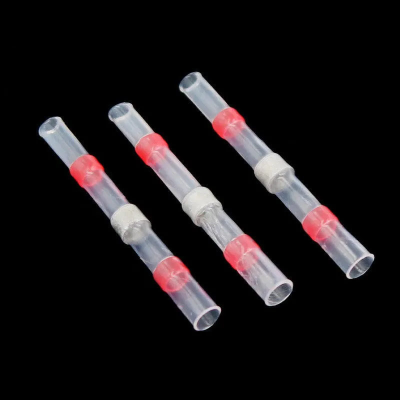 20 red transparent heat shrinkable solder ring butt joints for 0.5-1.5mm² copper wire