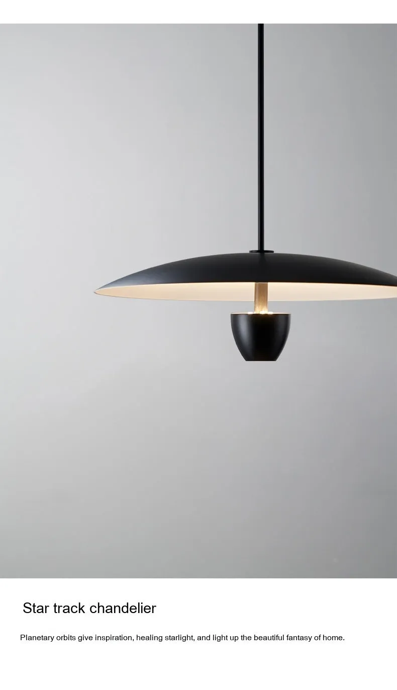 Black modern minimalist chandelier with 400mm design and warm lighting