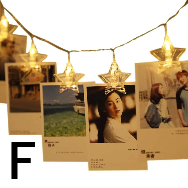 LED star clip festoon lights on a dark background showing warm white 3-metre string with 20 star-shaped lamps