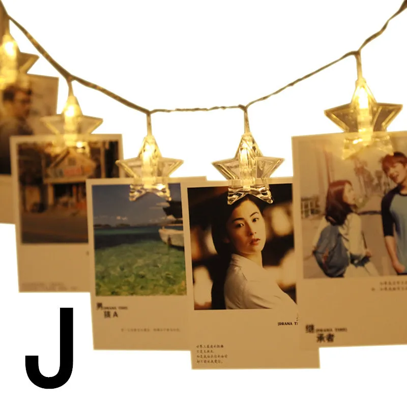 LED star clip festoon lights on a dark background showing warm white 3-metre string with 20 star-shaped lamps