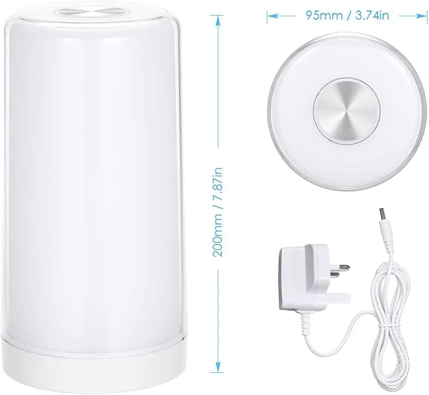 Smart touch sensing LED table lamp with acrylic lampshade, compact 125mm square base, USB powered, modern simple style