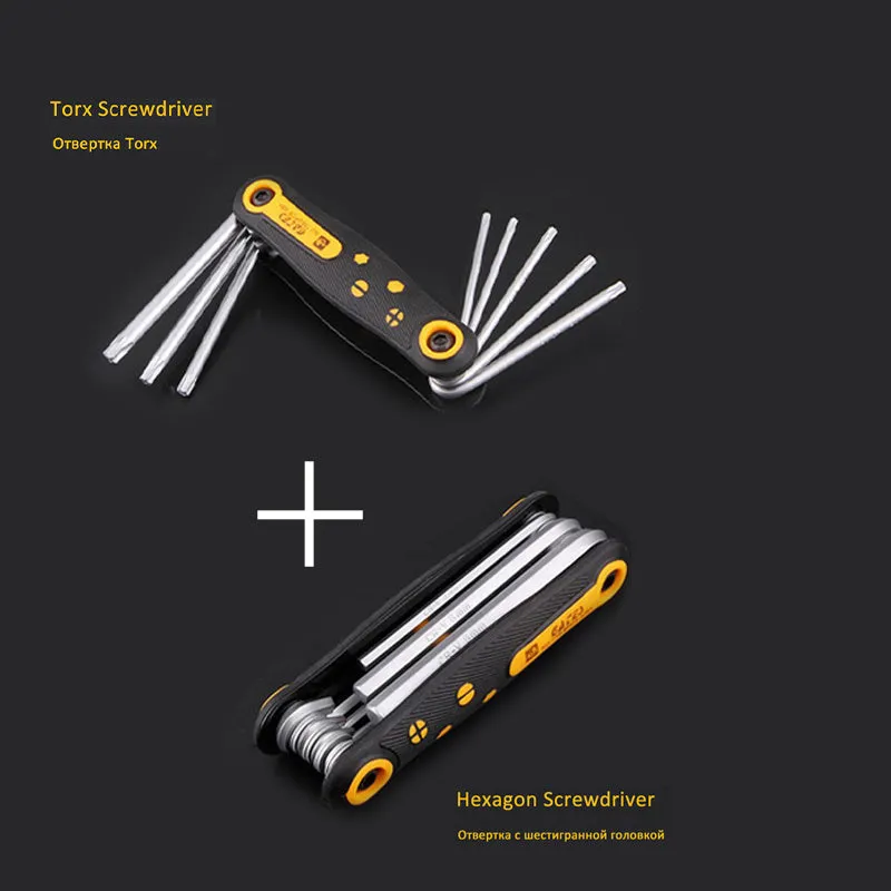 Portable folding 8-piece metric allen wrench set in chrome vanadium alloy steel with compact holder