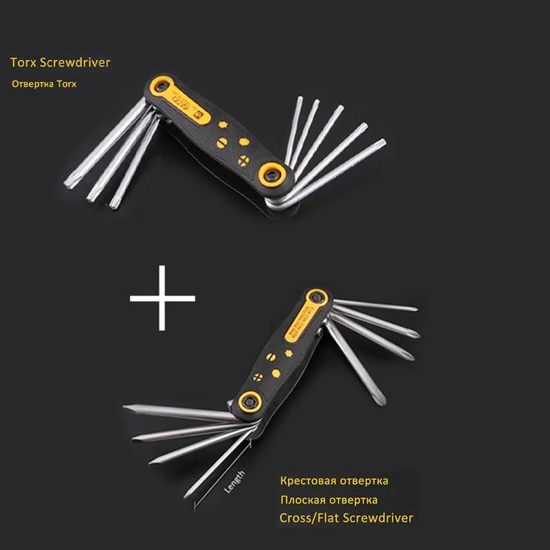 Portable folding 8-piece metric allen wrench set in chrome vanadium alloy steel with compact holder