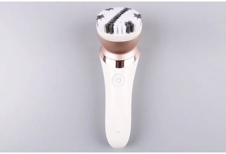 White five-in-one rechargeable ladies shaver plucker with whole body washing feature