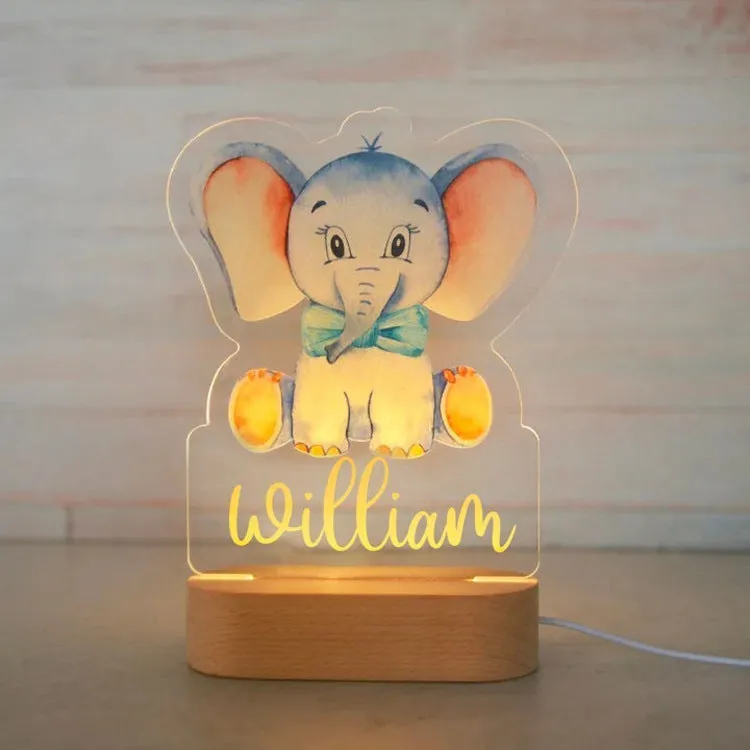 Wooden dinosaur night light with colourful glow, cartoon ornament style, USB powered, 26x15x6cm