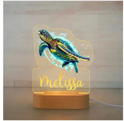 Wooden dinosaur night light with colourful glow, cartoon ornament style, USB powered, 26x15x6cm