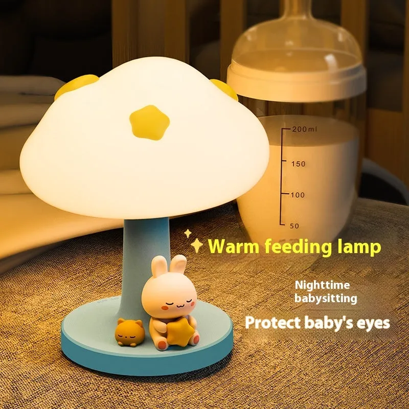 USB charging creative cloud silicone pat lamp in flower shape, cloud night light basic style