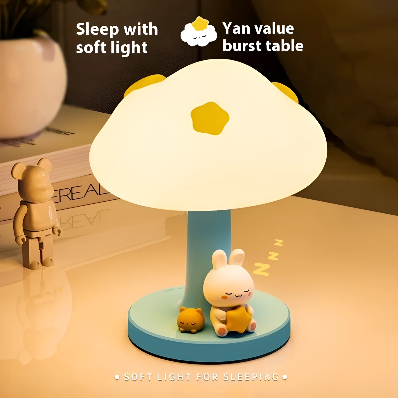USB charging creative cloud silicone pat lamp in flower shape, cloud night light basic style