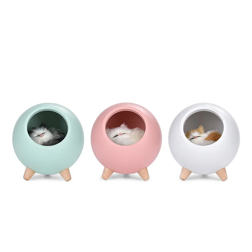 Cat house atmosphere table lamp with ABS shade, battery powered, 130x130x143mm, pink colour option