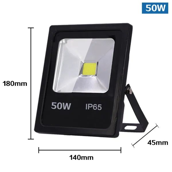 IP65 brushed stainless aluminium LED outdoor floodlight with motion sensor, 50W model, white light