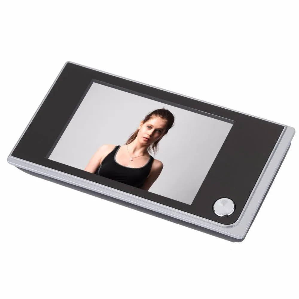 3.5 inch video digital door camera with 120 degree angle peephole viewer in black ABS plastic