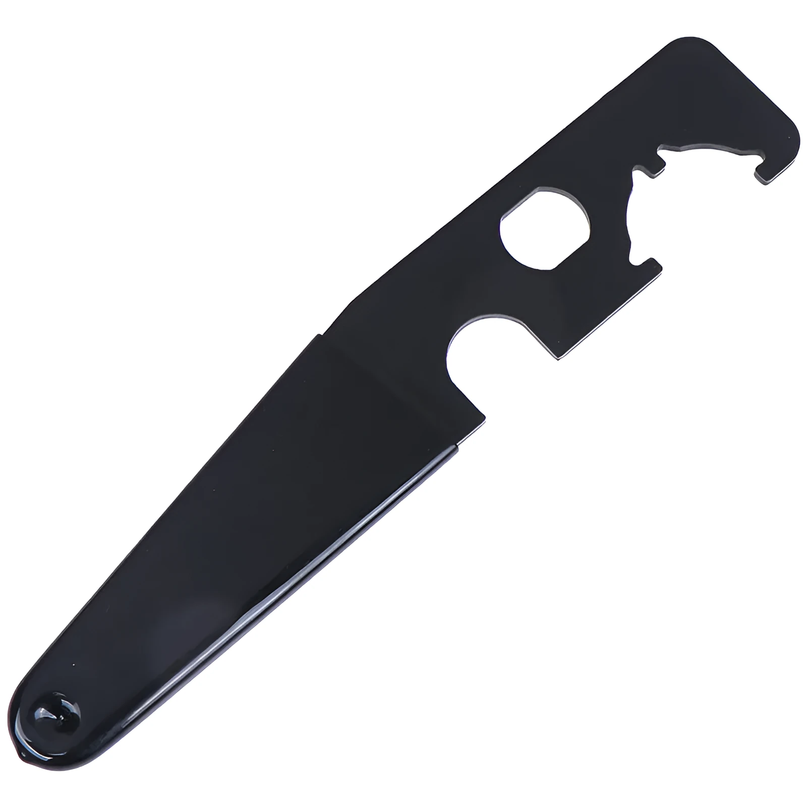 Black steel and rubber multi-function tactical wrench on dark surface showing slim 20.8cm profile