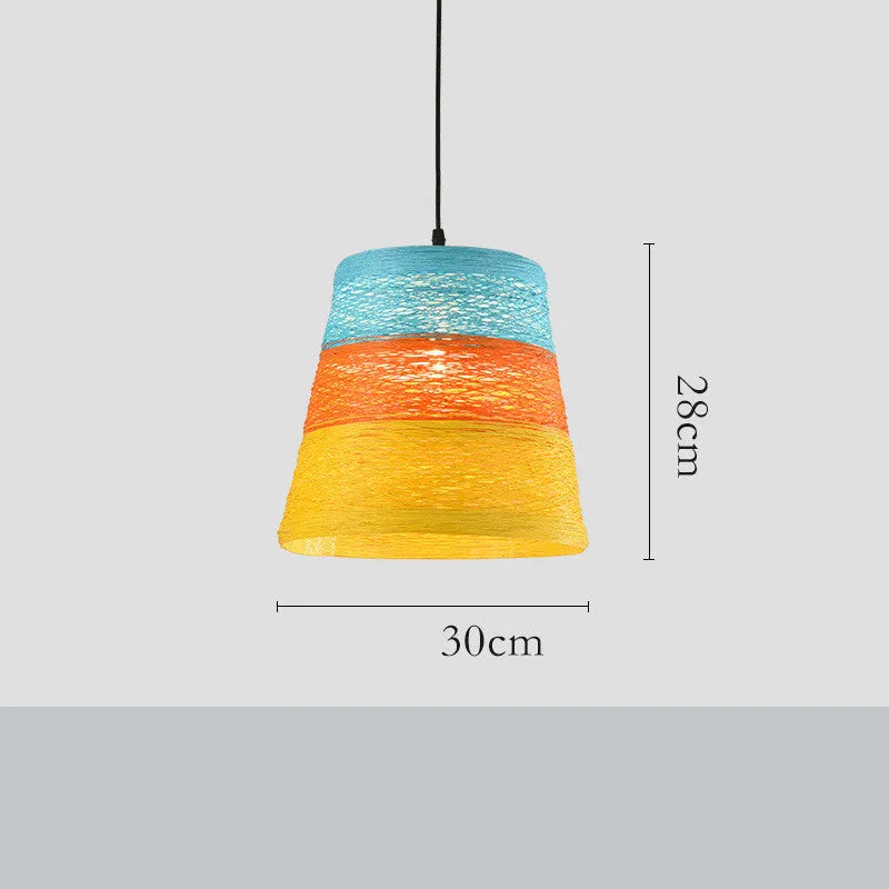 Rattan woven ball hanging lamp with adjustable height in pastoral style