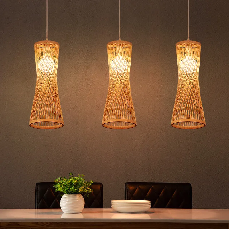 Japanese New Chinese style bamboo artwork chandelier with black disc for restaurant ceiling