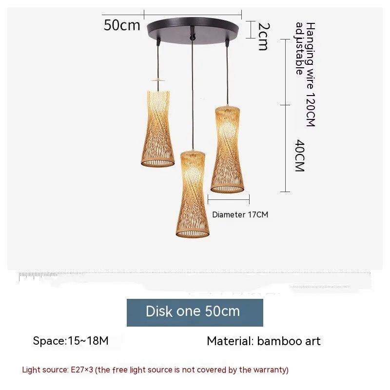 Japanese New Chinese style bamboo artwork chandelier with black disc for restaurant ceiling