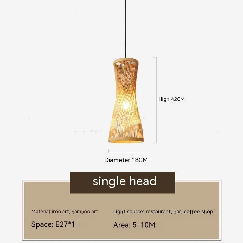 Japanese New Chinese style bamboo artwork chandelier with black disc for restaurant ceiling