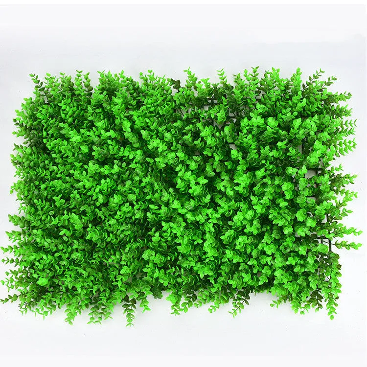 40cm by 60cm artificial lawn wall panel with green plastic petals for exterior wall decoration