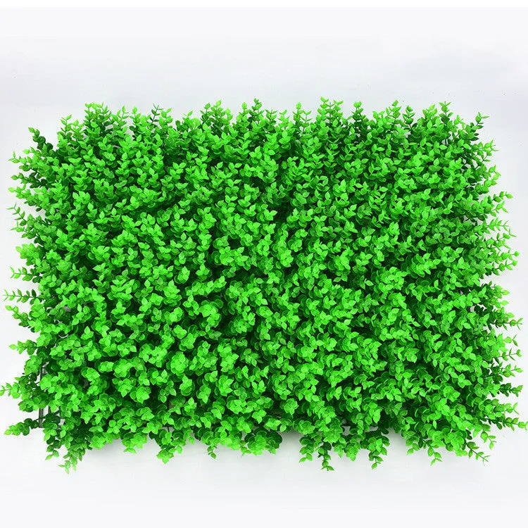 40cm by 60cm artificial lawn wall panel with green plastic petals for exterior wall decoration