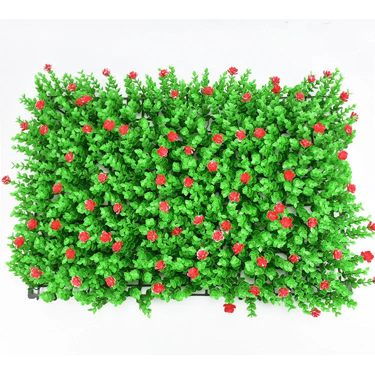 40cm by 60cm artificial lawn wall panel with green plastic petals for exterior wall decoration
