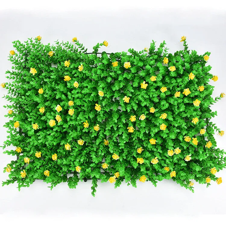 40cm by 60cm artificial lawn wall panel with green plastic petals for exterior wall decoration