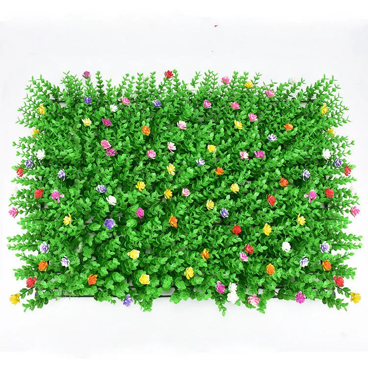 40cm by 60cm artificial lawn wall panel with green plastic petals for exterior wall decoration