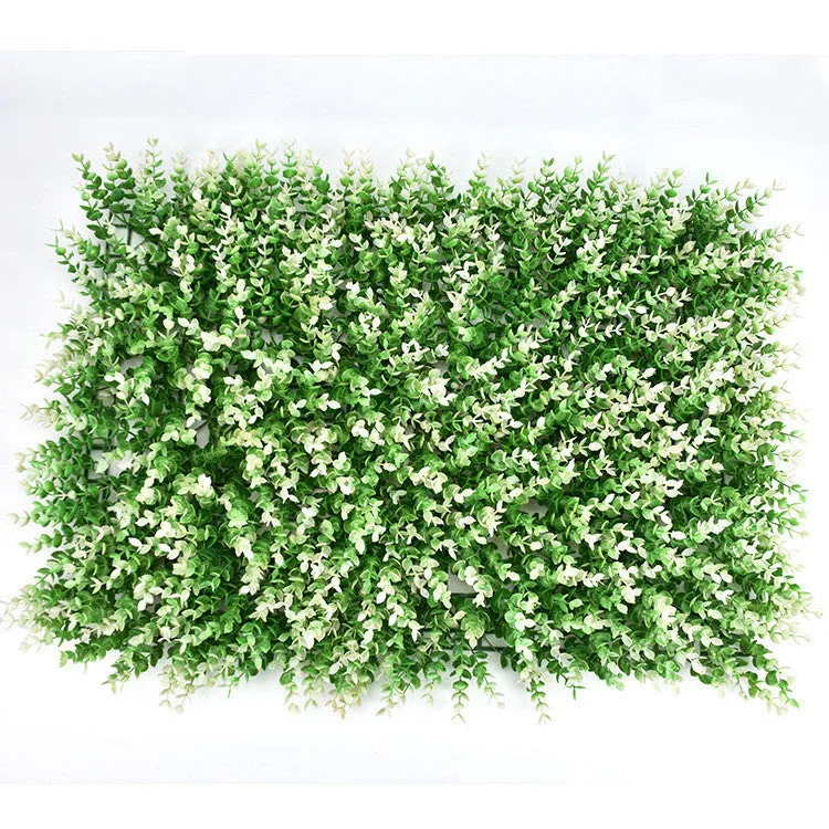 40cm by 60cm artificial lawn wall panel with green plastic petals for exterior wall decoration