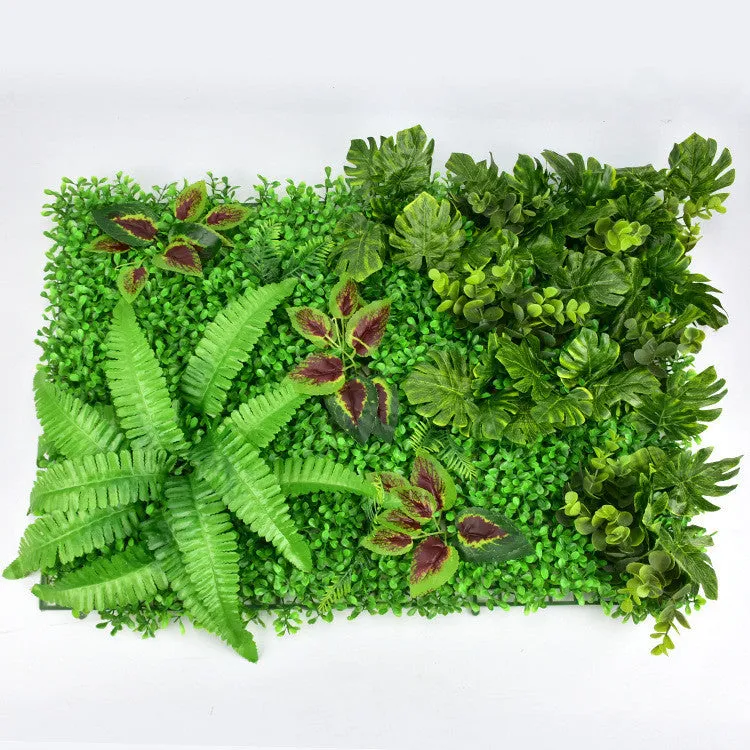 40cm by 60cm artificial lawn wall panel with green plastic petals for exterior wall decoration