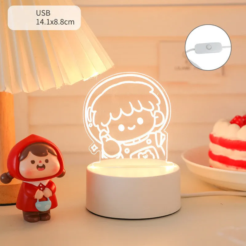 LED bedside night light 9.5x18cm in one of 17 decorative styles with USB or 220V plug option