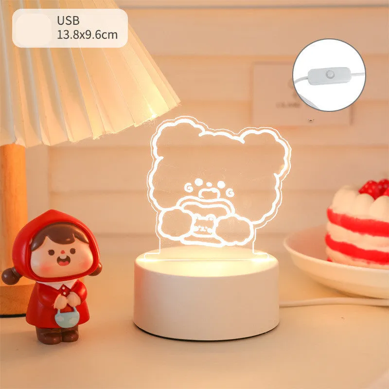 LED bedside night light 9.5x18cm in one of 17 decorative styles with USB or 220V plug option