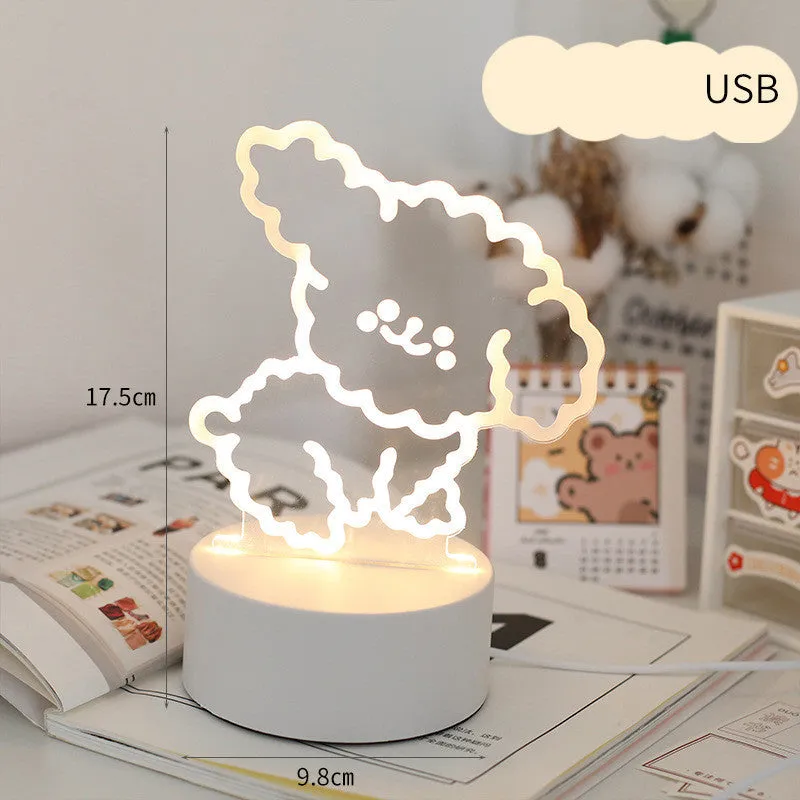 LED bedside night light 9.5x18cm in one of 17 decorative styles with USB or 220V plug option