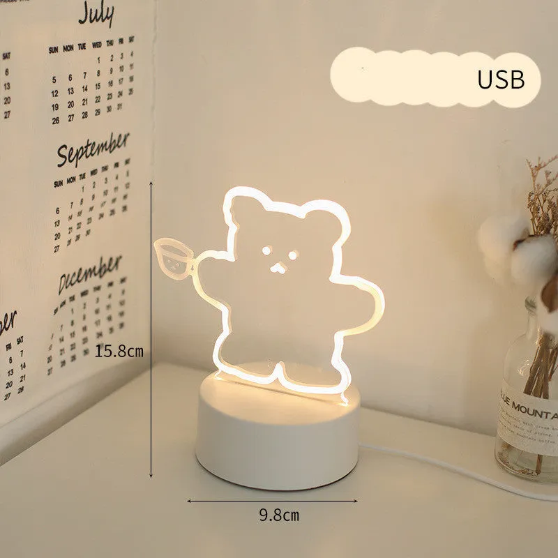 LED bedside night light 9.5x18cm in one of 17 decorative styles with USB or 220V plug option