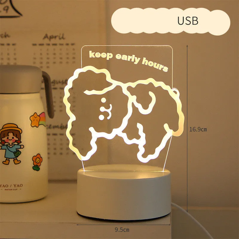 LED bedside night light 9.5x18cm in one of 17 decorative styles with USB or 220V plug option