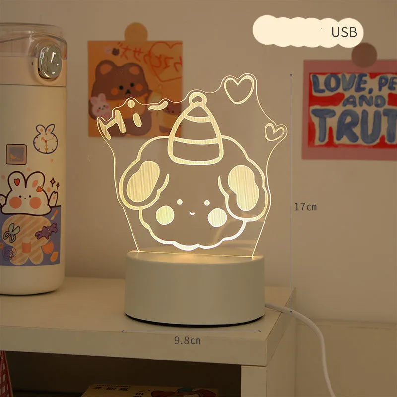 LED bedside night light 9.5x18cm in one of 17 decorative styles with USB or 220V plug option