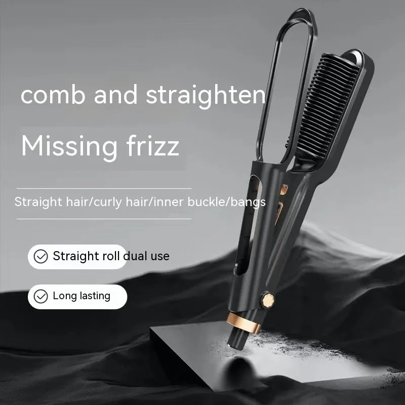 Anion Splint Electric Hair Curler 35W AC Black with straight hair inner buckle and included comb