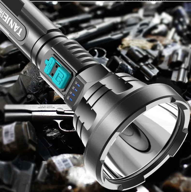 USB rechargeable LED flashlight with 3W super bright beam and ABS plastic body, black head circle