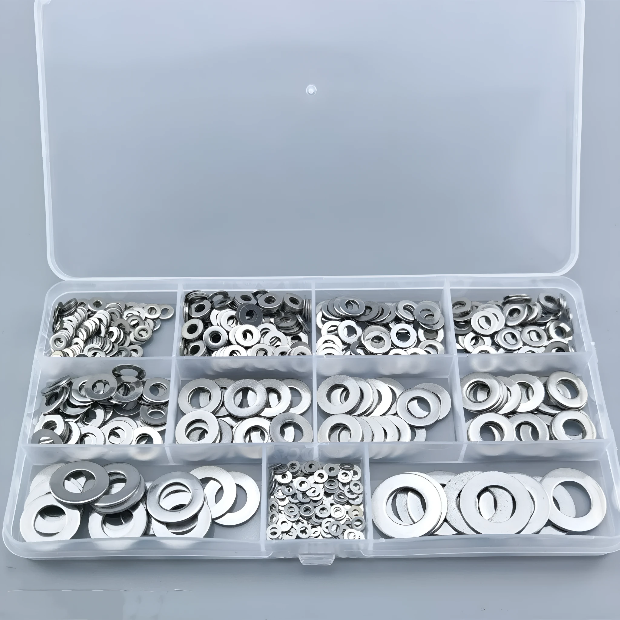 800 piece 304 stainless steel flat washer assortment kit with M2 to M12 sizes