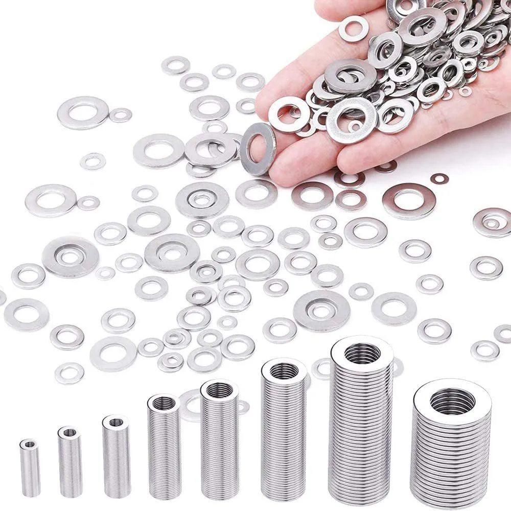 800 piece 304 stainless steel flat washer assortment kit with M2 to M12 sizes