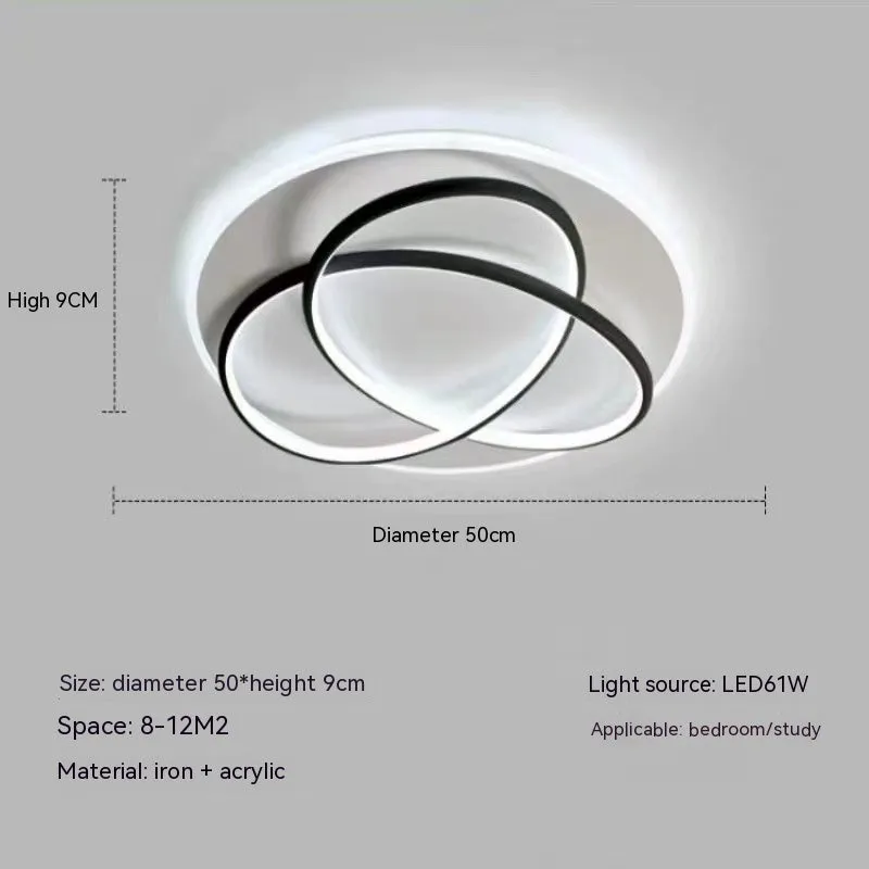 Clover LED ceiling lamp 50cm 61W modern Nordic design black finish living room bedroom ceiling light
