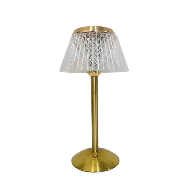 Romantic crystal table lamp with electroplated finish, acrylic shade, USB touch dimmer, three-color light, music and projection feature, 27cm x 12cm