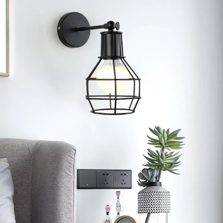 American black industrial style small wall lamp wrought iron antique finish indoor