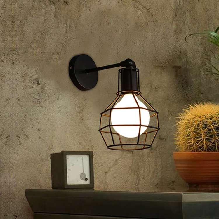 American black industrial style small wall lamp wrought iron antique finish indoor