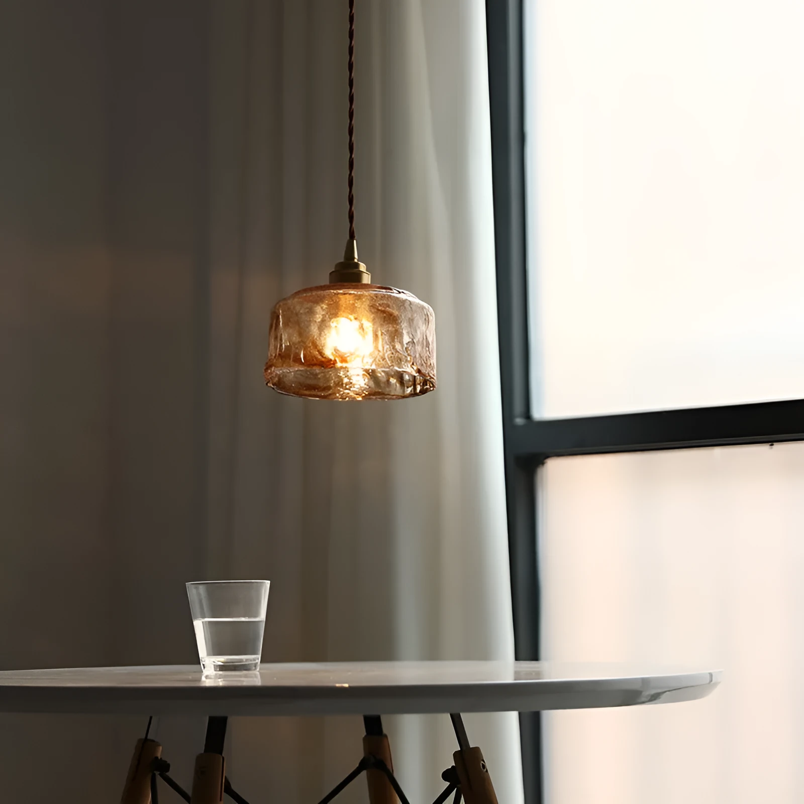 Glass chandelier with industrial style, 160.5mm, button switch, for commercial use
