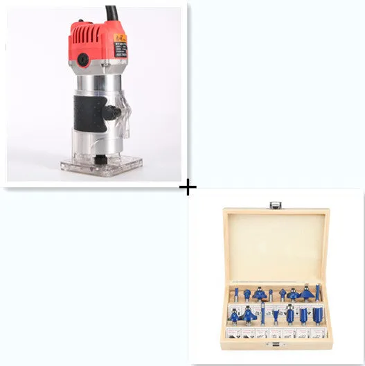 Electric trimming machine with carbide fillet knife and guide assemblies for wood and metal edge chamfering