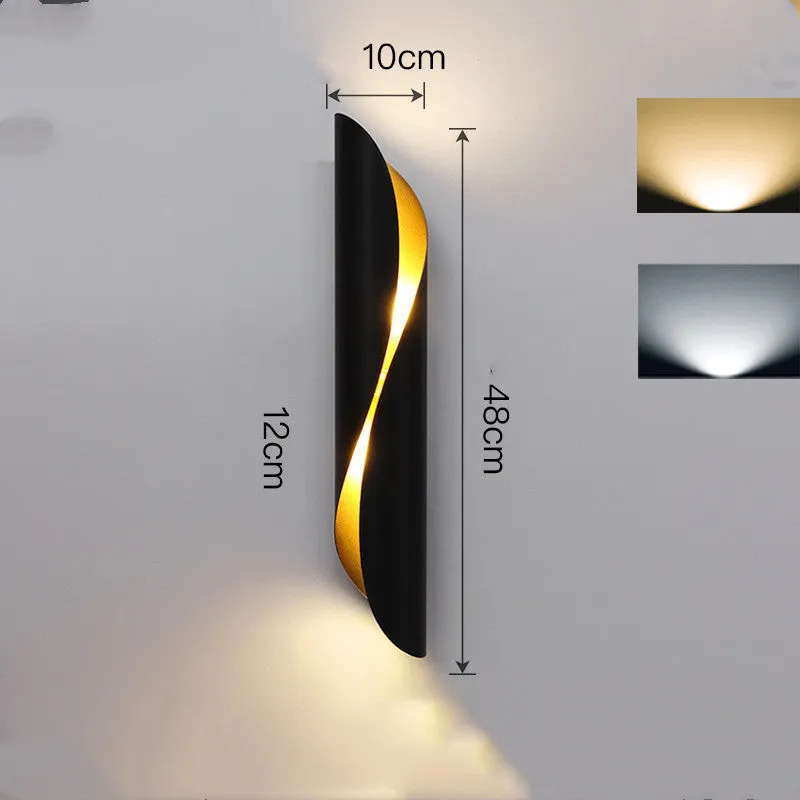 Modern cylindrical wall lamp in black aluminium and iron finish for living room decoration