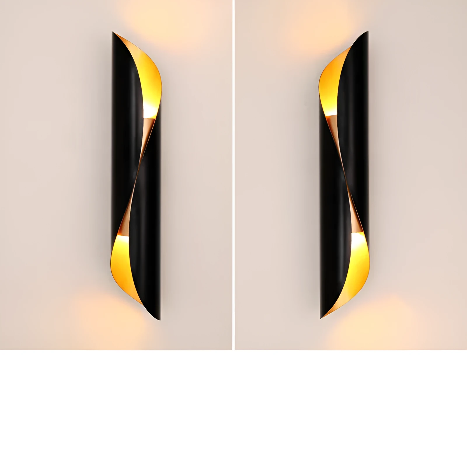 Modern cylindrical wall lamp in black aluminium and iron finish for living room decoration